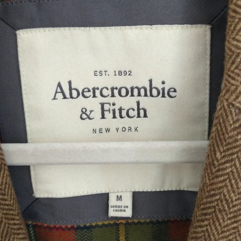 Vintage Brown Abercrombie Emblem Houndstooth Tartan Academia Blazer - Picture 10 of 10